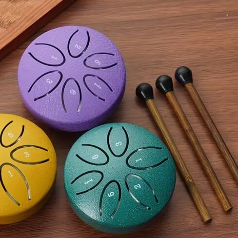 Mini 3 Inch Steel Tongue Drum – Portable Musical Instrument with 6-Tone Scale, Includes Drum Mallets for Easy Playing & Soothing Melodies,Purple in Kuwait
