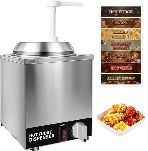 Nacho Cheese Dispenser with Pump - 2.6QT Stainless Steel Cheese Warmer, Hot Fudge Warmer Machine with Temperature Control, Commercial Sauce Dispenser for Hot Milk, Hot Fudge, and Caramel in Kuwait
