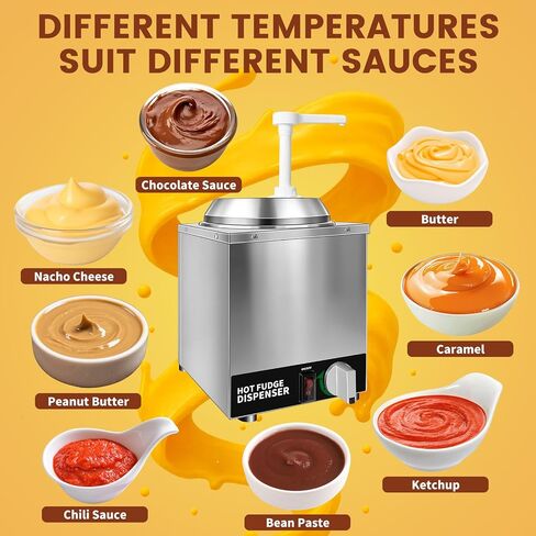 Nacho Cheese Dispenser with Pump - 2.6QT Stainless Steel Cheese Warmer, Hot Fudge Warmer Machine with Temperature Control, Commercial Sauce Dispenser for Hot Milk, Hot Fudge, and Caramel in Kuwait