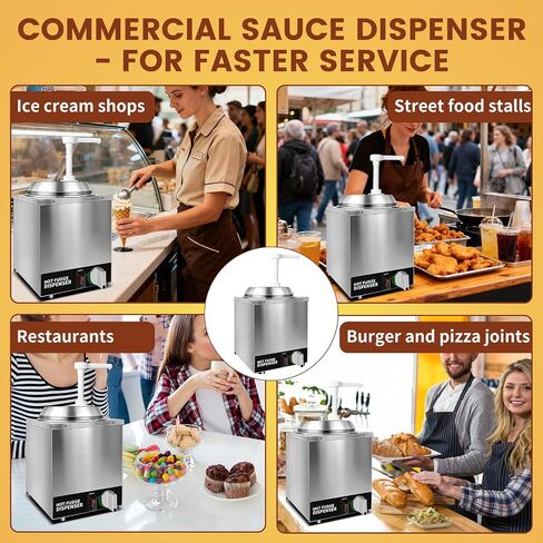 Nacho Cheese Dispenser with Pump - 2.6QT Stainless Steel Cheese Warmer, Hot Fudge Warmer Machine with Temperature Control, Commercial Sauce Dispenser for Hot Milk, Hot Fudge, and Caramel in Kuwait
