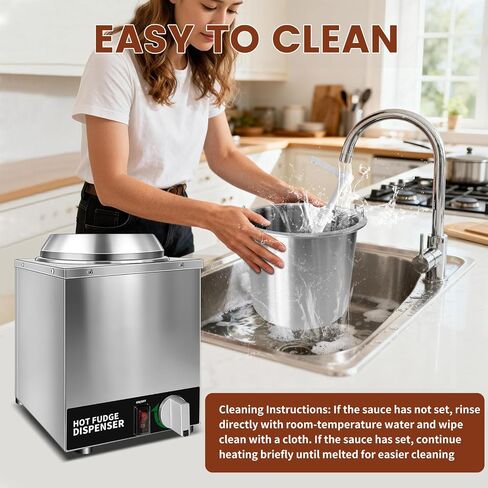 Nacho Cheese Dispenser with Pump - 2.6QT Stainless Steel Cheese Warmer, Hot Fudge Warmer Machine with Temperature Control, Commercial Sauce Dispenser for Hot Milk, Hot Fudge, and Caramel in Kuwait