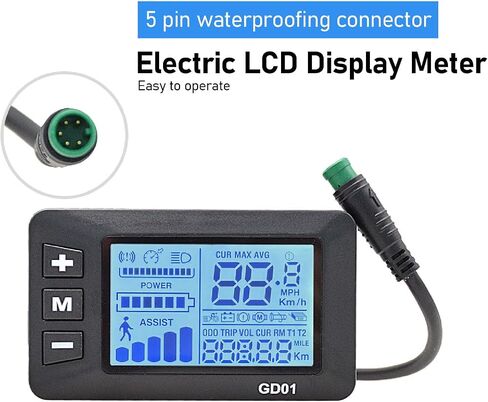 شاشة LCD للدراجة الكهربائية، لوحة تحكم بشاشة 5 دبابيس لمقود الدراجة سكوتر، مجموعة تحويل سكوتر الكمبيوتر للدراجة، عداد عرض ركوب الدراجات، سهولة القراءة in Kuwait