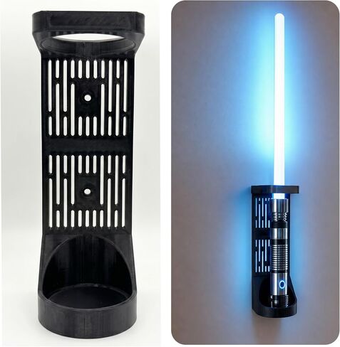 Triple Horizontal Lightsaber Wall Mount – Light Saber Holder Display Rack with 6 Hilt Hooks & 3 Blade Clips, 3D Printed Lightsaber Wall Mount in Kuwait