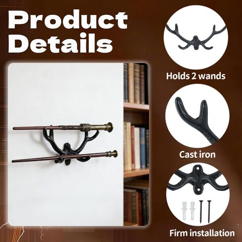 Wand Display Wall Mount - 3D Antler Wand Stand Wall Wizard Magic Wands Holder Iron Art Holder for Wizard Wand Home Office Display in Kuwait