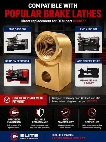 استبدال صامولة تغذية مخرطة الفرامل - Snap-On/FMC/JBC - يستبدل 90077 - يناسب مخارط الفرامل 6760 و6780 - النحاس الصلب - Elite Engineering in Kuwait