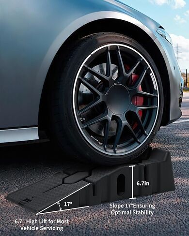 Car Service Ramps 2 Pack, Portable Low Profile Car Ramps for Maintenance or Oil Changes, 5 Ton 12000 LB Capacity, 6.7" Lift Height Plastic Auto Ramps for Home Garage Vehicle Repair in Kuwait