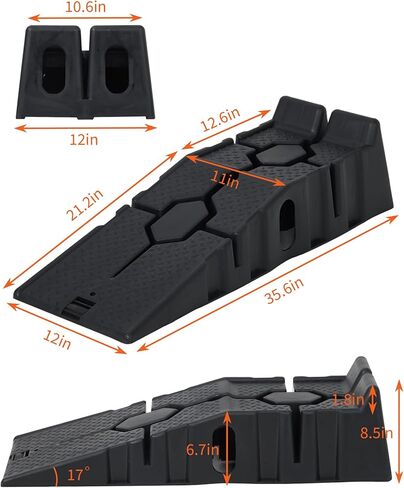 Car Service Ramps 2 Pack, Portable Low Profile Car Ramps for Maintenance or Oil Changes, 5 Ton 12000 LB Capacity, 6.7" Lift Height Plastic Auto Ramps for Home Garage Vehicle Repair in Kuwait