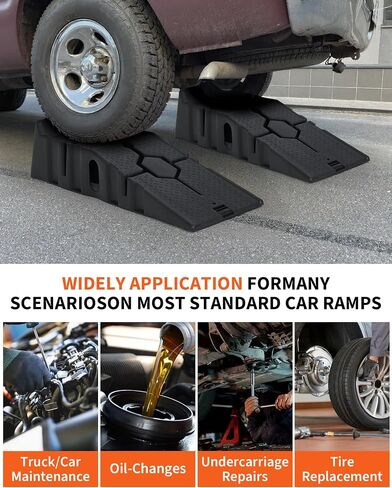 Car Service Ramps 2 Pack, Portable Low Profile Car Ramps for Maintenance or Oil Changes, 5 Ton 12000 LB Capacity, 6.7" Lift Height Plastic Auto Ramps for Home Garage Vehicle Repair in Kuwait