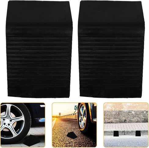 DECHOUS 2PCS عجلة الأوتاد لسدادات عجلة السيارة لأرضية المرآب توقف الإطارات المضادة للانزلاق للمنحدر وقوف السيارات كتل توقف السيارة المدمجة للمقطورة واستخدام السفر 4.92 × 2.95 × 2.36 بوصة in Kuwait