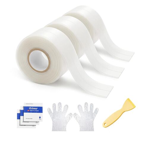 Caulk Tape Waterproof Self Adhesive,3 Rolls Peel and Stick Caulking Strip for Bathtub Toilet and Kitchen Sink, Flexible PVC Bathroom Seal Tape for Shower Edge and Gap Repair in Kuwait