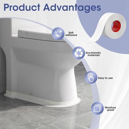 Caulk Tape Waterproof Self Adhesive,3 Rolls Peel and Stick Caulking Strip for Bathtub Toilet and Kitchen Sink, Flexible PVC Bathroom Seal Tape for Shower Edge and Gap Repair in Kuwait
