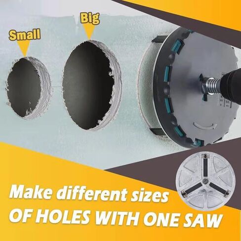 Adjustable Punching Saw, Circular Hole Opener Tool, Triple Tooth Blades with Triple Tooth, Ideal for Wood, Plastic & Plumbing, Diameter 45-130mm, Cutting Depth 30mm in Kuwait