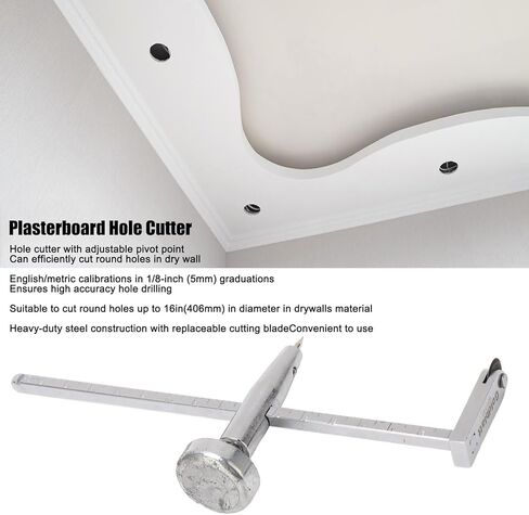 Dry Wall Circle Hole Cutter, Stainless Steel Round Hole Cutting Tool, Saw Circle Cutter Round Cutting Tool with Adjustable Pivot Point for Dry Wall Wood in Kuwait