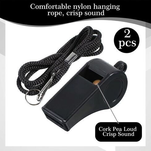 2Pcs Pink Whistle for Coaches Black Whistles Referee Cheer Whistle | Pink and Black Plastic Sports Whistle Loud Coaching Whistles with Lanyard for Basketball Enthusiasts Outdoor Dog Training in Kuwait
