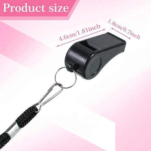 2Pcs Pink Whistle for Coaches Black Whistles Referee Cheer Whistle | Pink and Black Plastic Sports Whistle Loud Coaching Whistles with Lanyard for Basketball Enthusiasts Outdoor Dog Training in Kuwait