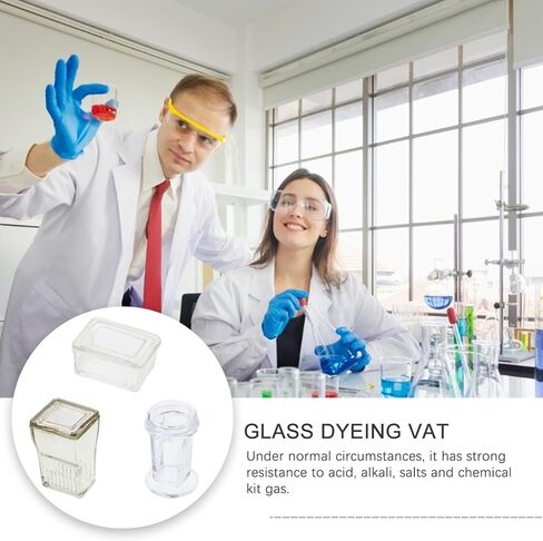 Operitacx 3 Sets Glass Staining Tank round Lid, Glass Staining Jar for Plant Specimens and Cell Slides, Easy to Clean and Strong Chemical Resistance, for Research Institutes in Kuwait