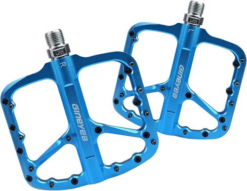 Bike Pedals 9/16" Aluminum Alloy, 110x110mm Wide Platform with Chromoly Axle & 1DU+1 Bearing, Anti-Slip Sandblasted for MTB BMX Ebike Road Gravel, Tool-Free, 4 Colors (Black/Blue/Red/Purple) in Kuwait