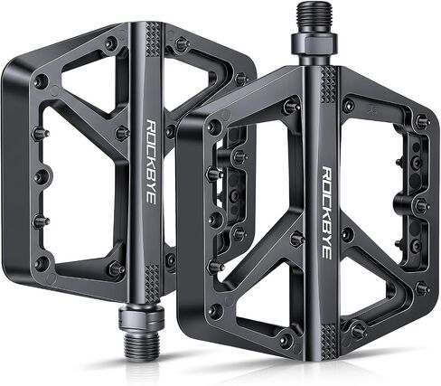 Road/Mountain Bike Pedals, MTB Flat Pedals with 16 Anti-Skid Pins, DU+Bearing Wider Platform, 9/16" Waterproof Nylon Pedals for Road Mountain City Bikes in Kuwait