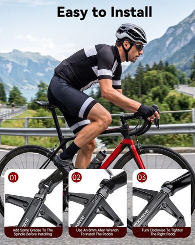 Road/Mountain Bike Pedals, MTB Flat Pedals with 16 Anti-Skid Pins, DU+Bearing Wider Platform, 9/16" Waterproof Nylon Pedals for Road Mountain City Bikes in Kuwait