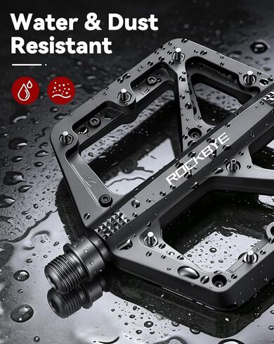 Road/Mountain Bike Pedals, MTB Flat Pedals with 16 Anti-Skid Pins, DU+Bearing Wider Platform, 9/16" Waterproof Nylon Pedals for Road Mountain City Bikes in Kuwait