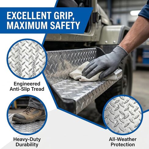 Aluminum Plate 96" x 48" Industrial Grade Diamond Tread Sheet, Heavy Duty Anti-Slip Embossed Checker Plate for Wall Covering, Cargo Trailer, Flooring, RV and More - Easy to Weld & Cut in Kuwait