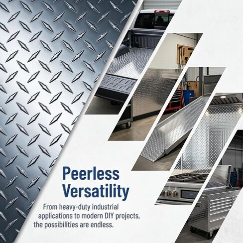 Aluminum Plate 96" x 48" Industrial Grade Diamond Tread Sheet, Heavy Duty Anti-Slip Embossed Checker Plate for Wall Covering, Cargo Trailer, Flooring, RV and More - Easy to Weld & Cut in Kuwait
