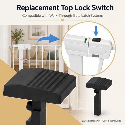 2 Pack Replacement Top Lock Switch, Replacement Parts for Walk-Through Gate, Gate Latch Switch Repair Kit Compatible with Safety 1st Easy Install Gate, Durable Non-Slip Upgrade, Black Plastic in Kuwait