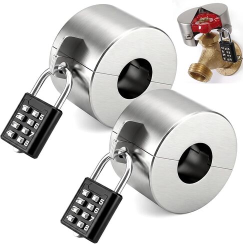2 Pack Outdoor Faucet Lock, Heavy Duty Stainless Steel with Combination Code, Anti-Theft Water Spigot & Valve for 1.5–3 Inch Handles – Secure Outside Faucet, Gas Valve, Propane Tank in Kuwait
