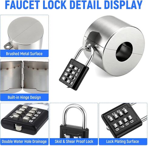 2 Pack Outdoor Faucet Lock, Heavy Duty Stainless Steel with Combination Code, Anti-Theft Water Spigot & Valve for 1.5–3 Inch Handles – Secure Outside Faucet, Gas Valve, Propane Tank in Kuwait