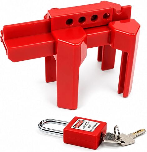 Ball Valve Lockout Device, Adjustable Small Red | 1/2"-2-1/2" Outside Pipe Diameter, Outdoor Water Spigot & Industrial Faucet, Handle Pipeline Locking in Kuwait