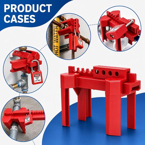 Ball Valve Lockout Device, Adjustable Small Red | 1/2"-2-1/2" Outside Pipe Diameter, Outdoor Water Spigot & Industrial Faucet, Handle Pipeline Locking in Kuwait
