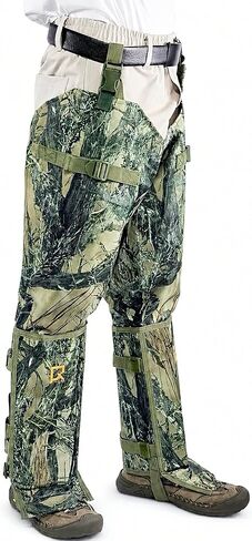Qiullen Snake Chaps للأرجل - خفيفة الوزن للغاية 1000D نايلون أكسفورد حماية لدغات الأفعى، 3 طبقات مقاومة للثقب، للصيد والمشي لمسافات طويلة في الهواء الطلق مع الأشرطة السفلية in Kuwait