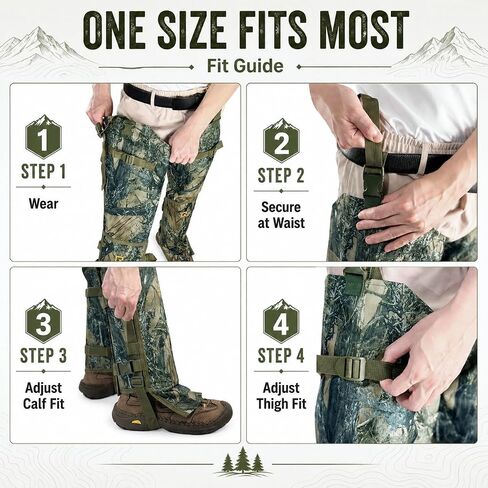 Qiullen Snake Chaps للأرجل - خفيفة الوزن للغاية 1000D نايلون أكسفورد حماية لدغات الأفعى، 3 طبقات مقاومة للثقب، للصيد والمشي لمسافات طويلة في الهواء الطلق مع الأشرطة السفلية in Kuwait