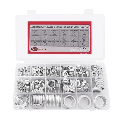 570 PCS 18 Sizes Aluminum Crush Washers Assortment Kit, Crush Washer Oil Drain Plug, Automotive Oil Plug Crush Washers (M6 M8 M10 M12 M14 M16 M18 M20 M22 M24) in Kuwait