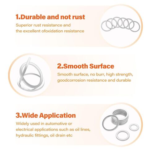 570 PCS 18 Sizes Aluminum Crush Washers Assortment Kit, Crush Washer Oil Drain Plug, Automotive Oil Plug Crush Washers (M6 M8 M10 M12 M14 M16 M18 M20 M22 M24) in Kuwait