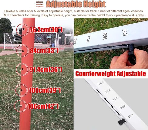 Foldable Obstacle Hurdle for Adult Kid, Portable Metal Track Field Hurdles, 30"-42" Tall Adjustable Hurdles for Speed Agility Training in Kuwait