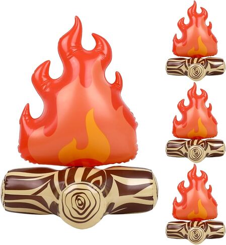FOIMAS 4pcs Inflatable Fake Campfire Camping Props Bonfire Party Decor Campfire Party Decorations Large Artificial Flame for Indoor Camping Overnight and Scene Setting in Kuwait