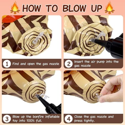 FOIMAS 4pcs Inflatable Fake Campfire Camping Props Bonfire Party Decor Campfire Party Decorations Large Artificial Flame for Indoor Camping Overnight and Scene Setting in Kuwait