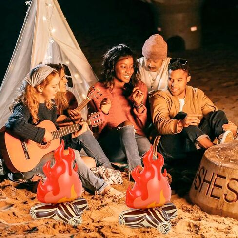 FOIMAS 4pcs Inflatable Fake Campfire Camping Props Bonfire Party Decor Campfire Party Decorations Large Artificial Flame for Indoor Camping Overnight and Scene Setting in Kuwait