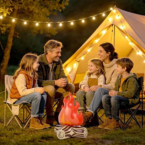 FOIMAS 4pcs Inflatable Fake Campfire Camping Props Bonfire Party Decor Campfire Party Decorations Large Artificial Flame for Indoor Camping Overnight and Scene Setting in Kuwait
