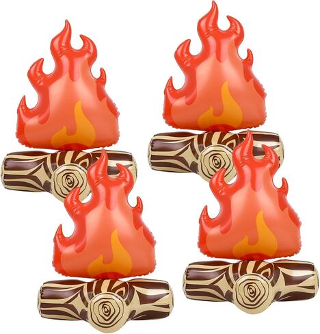 FOIMAS 4pcs Inflatable Fake Campfire Camping Props Bonfire Party Decor Campfire Party Decorations Large Artificial Flame for Indoor Camping Overnight and Scene Setting in Kuwait