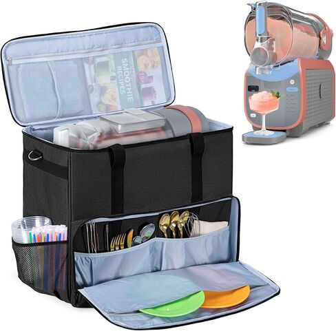 CURMIO Double Layer Carrying Bag Compatible with Ninja SLUSHi Max Machine FS605 Series, Portable Slushy Maker Travel Case with Bottom Board for Home and Party, Black in Kuwait