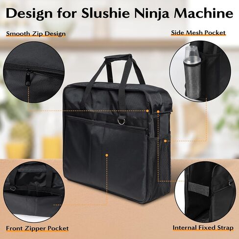MALLMALL6 Carrying Bag Fit for Ninja Slushie Machine FS301 FS300 FS299, Portable Reusable Summer Travel Party Outdoor Tote for Side Opening Cover Waterproof Oxford Storage Bag to Frozen Drink Maker in Kuwait