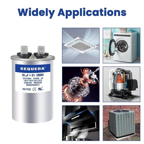 35 uF ±6% 370V/440V CBB65 CBB65A Round Run Start AC Capacitor 35 MFD, Suitable for Fan Motor Start, Heat Pump, Pool Pump and Condenser Straight Cool System in Kuwait