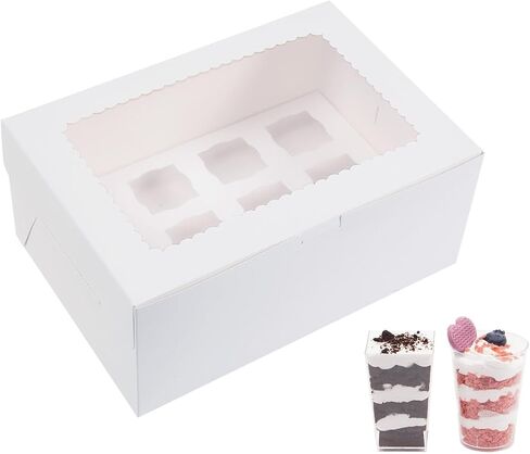 6 Pack Dessert Shooter Box,Holds 24 Count 3 oz Square or Round Dessert Shooters,Cupcake,Food-Grade Carrier Containers in Kuwait