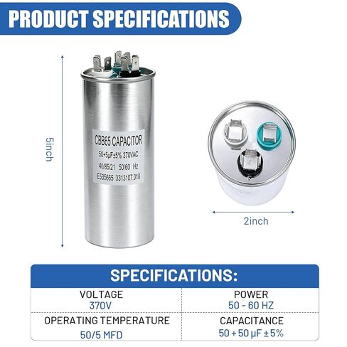 3313107.018 Capacitor Compatible for Dometic RV Air Conditioner,CBB65/CBB65A,370VAC,50+5uf+5%,Replaces 3316995.900,3316348.900,3100248.487 in Kuwait