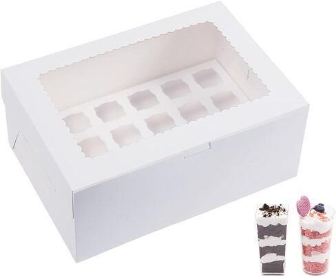 6 Pack Dessert Shooter Box,Holds 24 Count 3 oz Square or Round Dessert Shooters,Cupcake,Food-Grade Carrier Containers in Kuwait