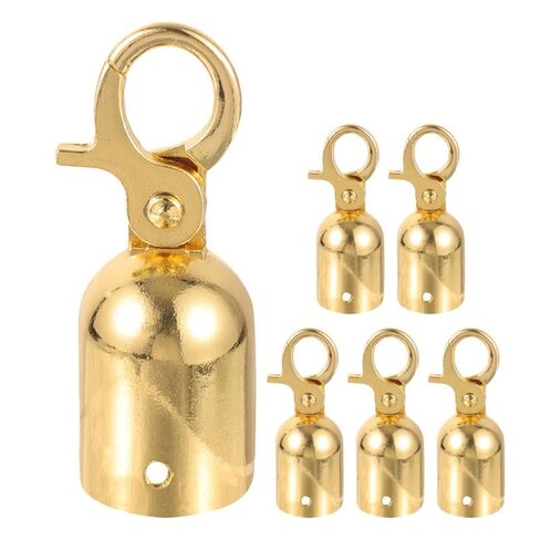 Osaladi Rope End Caps with Snap Hook Metal Rope Stoppers for Guardrails and Crowd Control Wire End Protectors with Heavy Duty Fasteners 6 Pack Gold 2.99X1.10X1.10 Inches in Kuwait