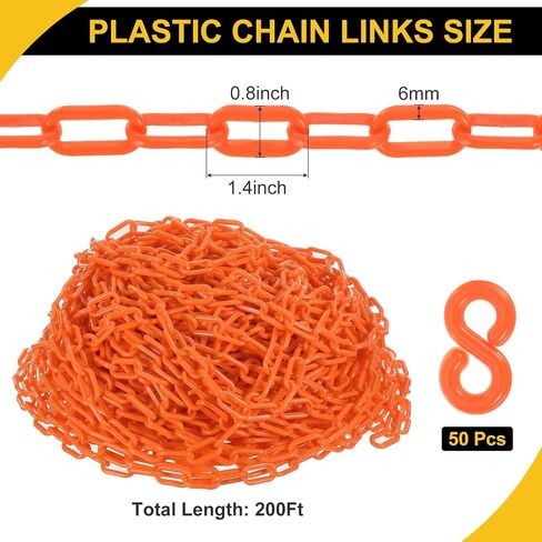 High-Visibility Orange Barrier Chains - 200ft Interlocking Polymer Safety Links in Kuwait