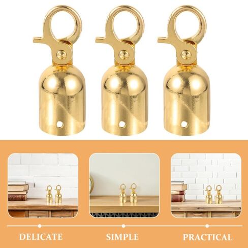 Osaladi Rope End Caps with Snap Hook Metal Rope Stoppers for Guardrails and Crowd Control Wire End Protectors with Heavy Duty Fasteners 6 Pack Gold 2.99X1.10X1.10 Inches in Kuwait